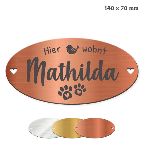 Tür- und Boxenschild "Oval" Metallic